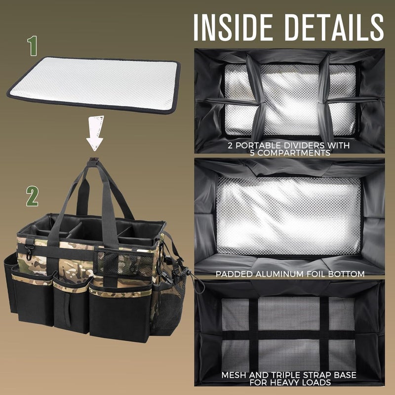 SCAVATA Wearable Cleaning Caddy, Cleaning Caddy Supplies Organizer with Handle & Shoulder Straps for Housekeepers, Under Sink & Car Cleaning Tool Organizers Bag with 4 Foldable Divider (Camouflage) - Image 4