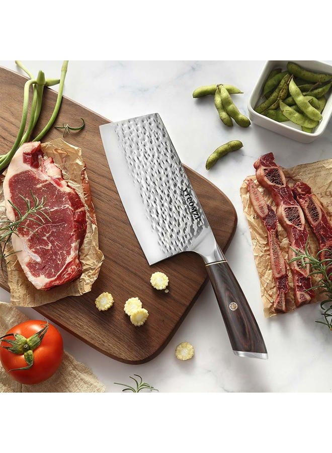 Ytuomzi Meat Cleaver 7 Inch Chef Knife, German High Carbon Stainless Steel Cleaver Knife Kitchen Knife with Ergonomic Handle for Home Butcher's Knife for Kitchen and Restaurant (7-inch Cleaver) - Image 5