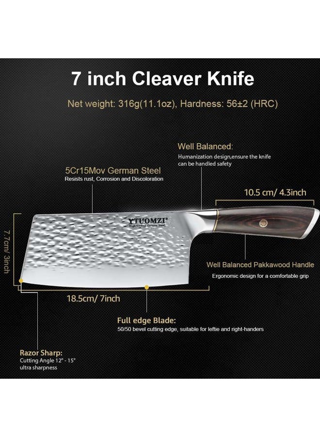 Ytuomzi Meat Cleaver 7 Inch Chef Knife, German High Carbon Stainless Steel Cleaver Knife Kitchen Knife with Ergonomic Handle for Home Butcher's Knife for Kitchen and Restaurant (7-inch Cleaver) - Image 4