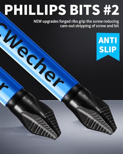 DCWecher 6-Inch Long Phillips Head Drill & Screwdriver Bits 5-Pack, 2 Phillips Bits #2 Impact Magnetic, S2 Alloy Steel, CNC Anti-Slip, 1/4" Hex Shank, Ph2 for Impact Driver, by DCWecher - Image 2