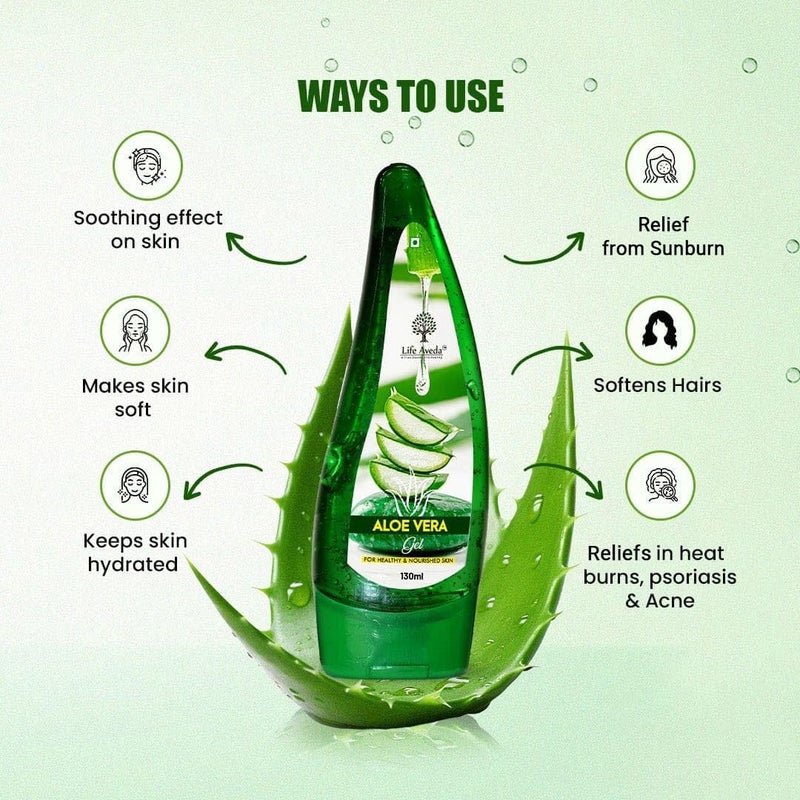 Life Aveda جل الصبار العضوي النقي من لايف أفيدا مرطب عميق للوجه والشعر والجسم يهدئ ويرطب وينعم البشرة والشعر يخفف من حروق الشمس وتسمير البشرة وتهيج الجلد وحب الشباب والطفح الجلدي 130 مل - Image 4