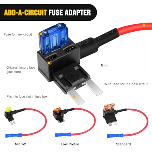 Nilight 24 Pcs 12V Car Add-a-Circuit Fuse Tap Holder Standard Mini Micro2 and Low Profile Fuses Taps 4 Types ATO ATC ATM APM for Cars Trucks Boats - Image 2