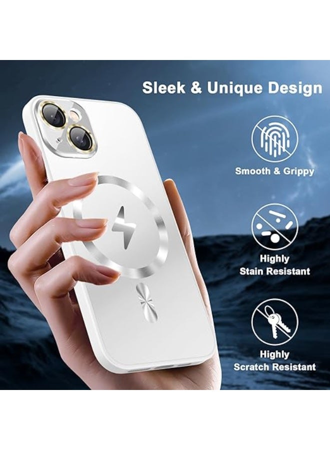 Compatible with Magnetic Designed for iPhone 14 Case, [Full Camera Lens Protector] [Mil-Grade Drop Tested] Scratch Resistant Matte Shockproof Cover for iPhone 14  6.1'', White - Image 2