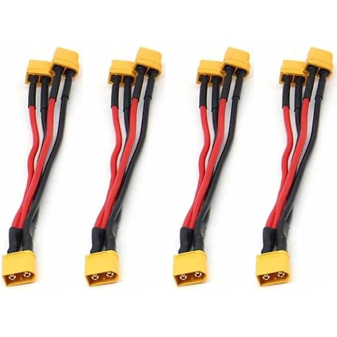 rayihni 4PCS 10CM LENGTH XT30 PARALLEL 1-MALE TO 2-FEMALE CONNECTOR - Image 1