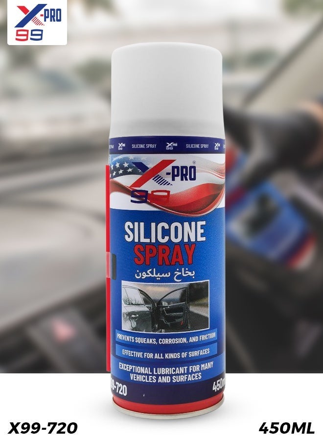 X-PRO Silicone Spray Lubricant 450ml Multi Purpose Anti Rust Anti Friction Spray for Rubber Plastic Metal Door Hinges Tracks Automotive Maintenance - Image 1