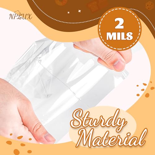 NPLUX 100 Pack Cellophane Bags Small Plastic Cookie Bag Clear Treat Bags with Twist Ties for Small Gift Party Favors, Bakery, Candy, Popcorn (6×10In) - Image 5