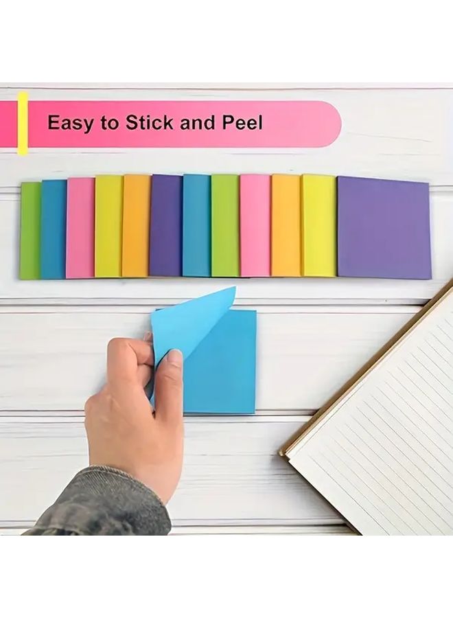 100 Pack Mixed Color Sticky Notes 3 Inch Square Self Adhesive Memo Pads Bulk Stationery School Office Classroom Essential Desk Supplies - Image 5