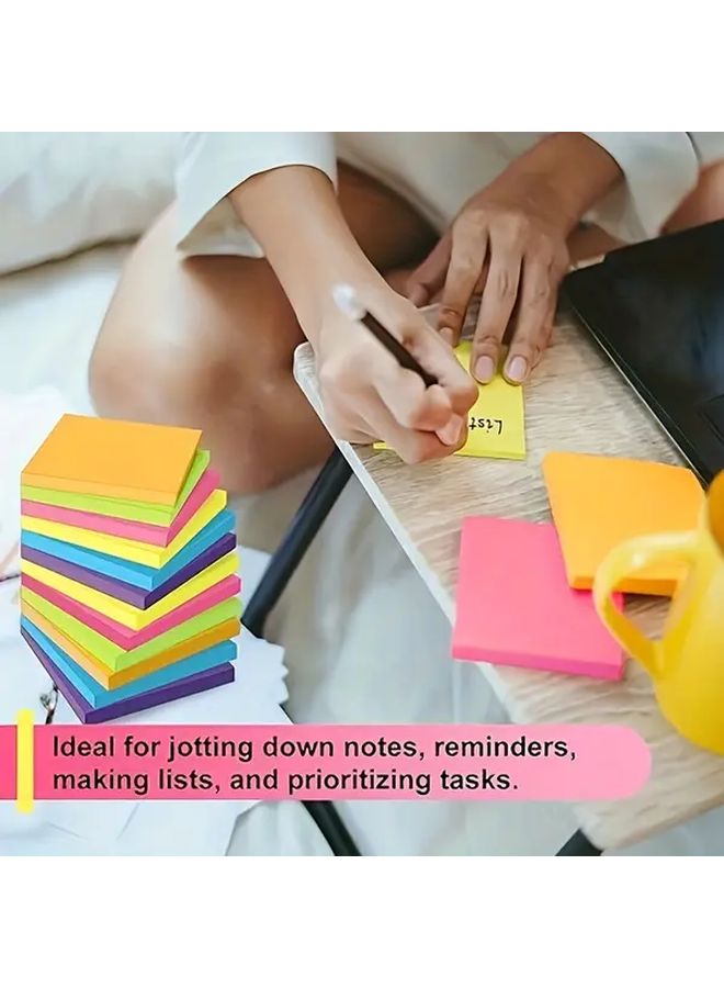 100 Pack Mixed Color Sticky Notes 3 Inch Square Self Adhesive Memo Pads Bulk Stationery School Office Classroom Essential Desk Supplies - Image 1