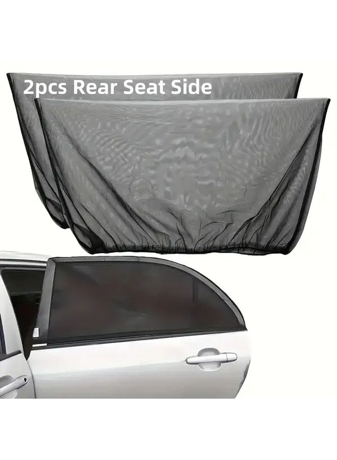 Rear Window Car Sun Shades 2 Pack Foldable Mesh Bug Screen Black Privacy Barrier Heat Protection Universal Fit - Image 3