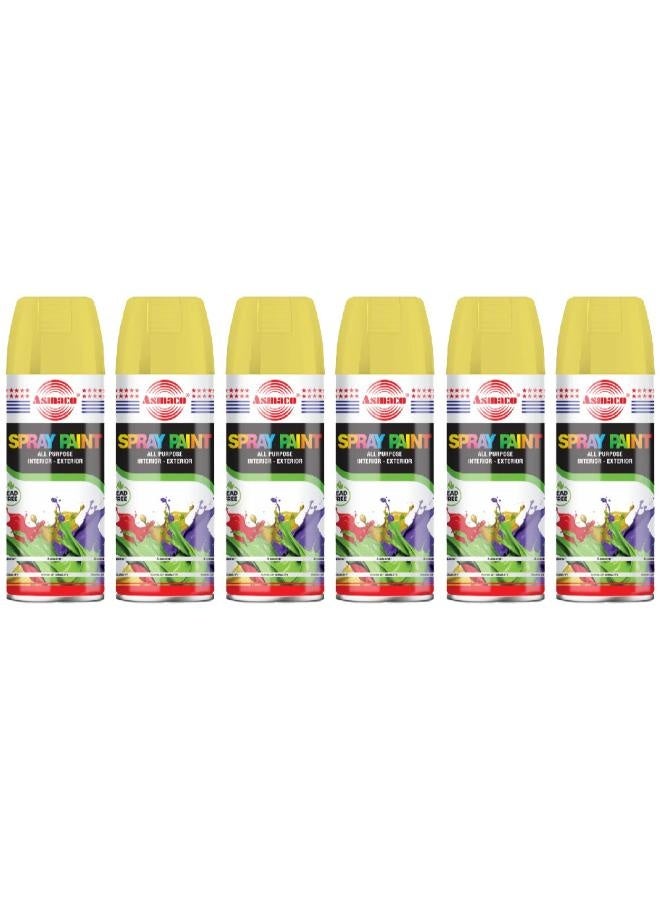 Asmaco Spray Paint - Canary Yellow - 400 Ml - Set of 06