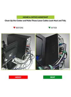 AirCase Aircase Gizga Essentials Cable Organiser, Cord Management System For Pc, Tv, Home Theater, Speaker & Cables, Wfh Accessories, Double Sided Hook & Loop Wire Organizer, 30  - Image 4