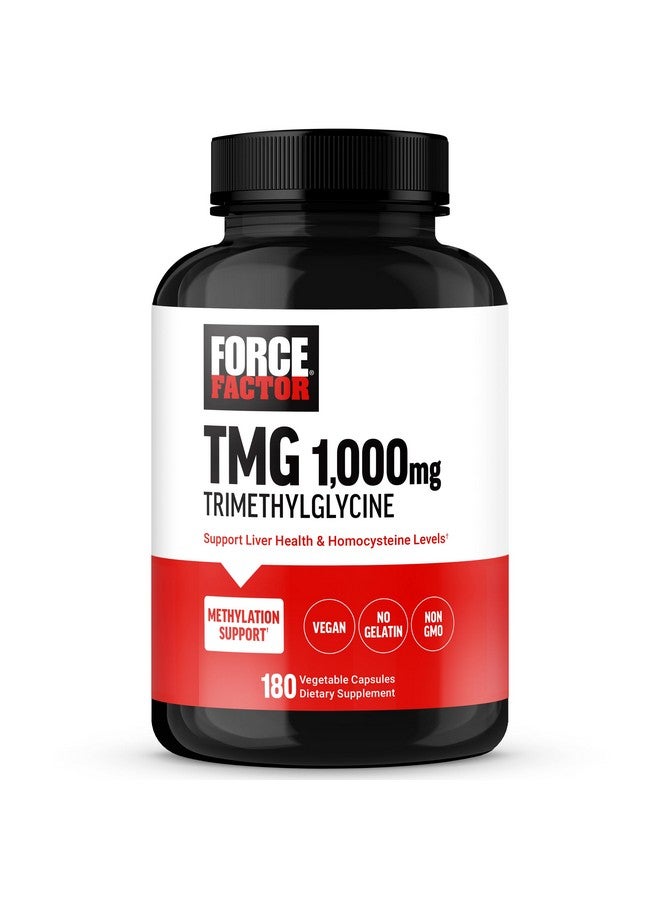 FORCE FACTOR TMG Betaine Supplement to Support Liver Health, Healthy Homocysteine Levels, and Methylation Support, Non-GMO, Vegan-Friendly, Premium Quality, 180 Capsules - Image 1