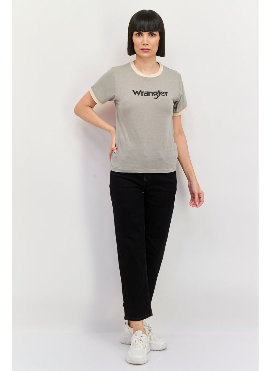 Wrangler Women Crew Neck Short Sleeves Graphic T-Shirt, Grey  - Image 3