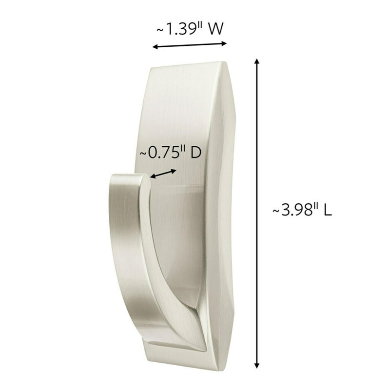Command Modern Reflections Large Metal Bath Hook, Satin Nickel, 1-Hook with Water-Resistant Strips, Organize Damage-Free - Image 2