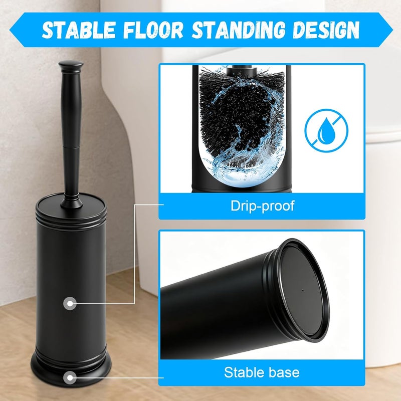 AONEZ Plastic Toilet Brush, Toilet Brush and Holder Set with Long Handle, Covered Holder and Hard Bristles, Toilet Cleaner Brush for Bathroom and Toilet Cleaning - Image 4