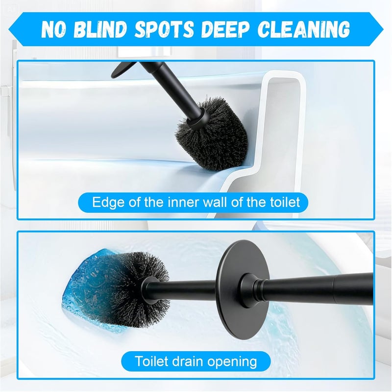 AONEZ Plastic Toilet Brush, Toilet Brush and Holder Set with Long Handle, Covered Holder and Hard Bristles, Toilet Cleaner Brush for Bathroom and Toilet Cleaning - Image 2