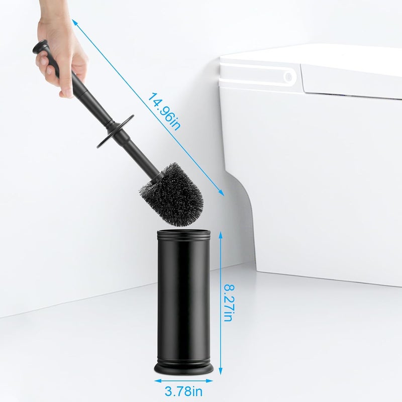 AONEZ Plastic Toilet Brush, Toilet Brush and Holder Set with Long Handle, Covered Holder and Hard Bristles, Toilet Cleaner Brush for Bathroom and Toilet Cleaning - Image 1