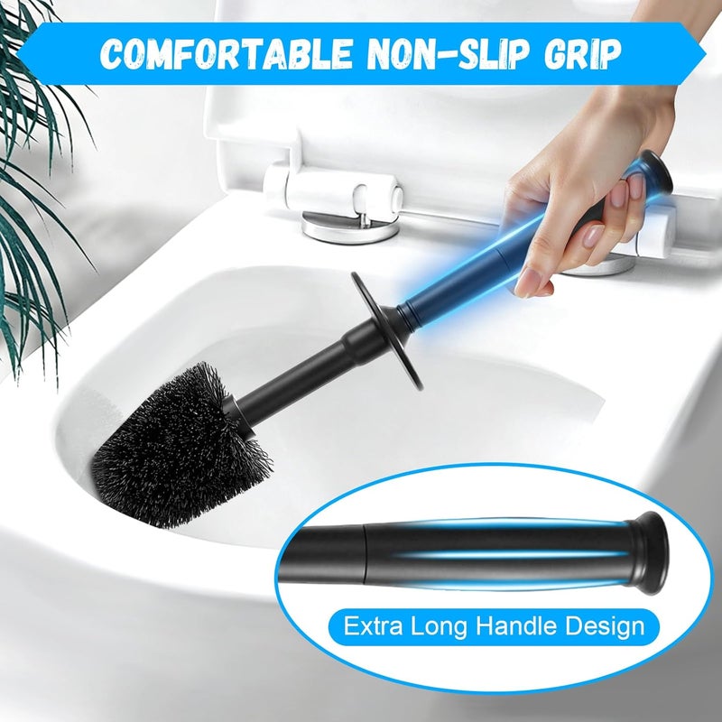 AONEZ Plastic Toilet Brush, Toilet Brush and Holder Set with Long Handle, Covered Holder and Hard Bristles, Toilet Cleaner Brush for Bathroom and Toilet Cleaning - Image 3