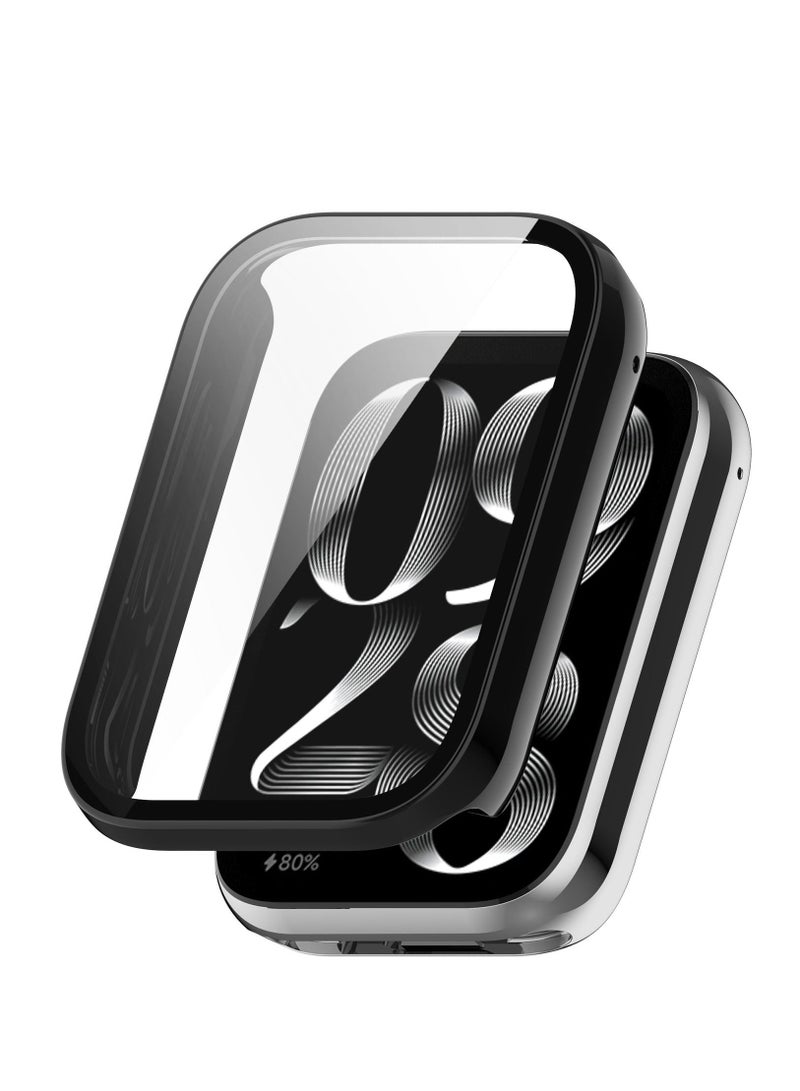 PC Full Coverage Protective Watch Case Cover Tempered Glass Screen Protector Compatible with Xiaomi Mi Band 8pro (Black) - Image 1