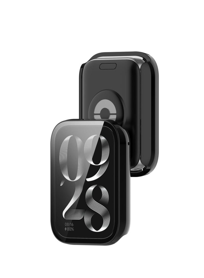 PC Full Coverage Protective Watch Case Cover Tempered Glass Screen Protector Compatible with Xiaomi Mi Band 8pro (Black) - Image 3