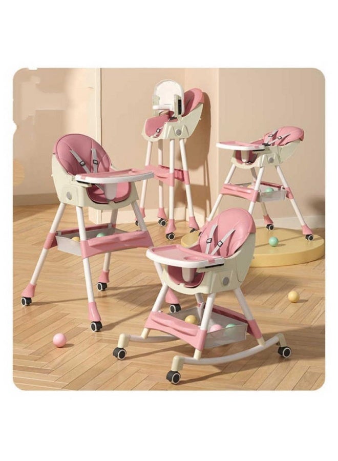 امبريلا كرسي طعام مرتفع للأطفال من امبريلا امقابل للطي بـ6 أوضاع لتغذية حديثي الولادة، صينية وجبات مزدوجة قابلة للإزالة والتعديل بتصميم قابل للإمالة مع عجلات ممتازة - Image 1