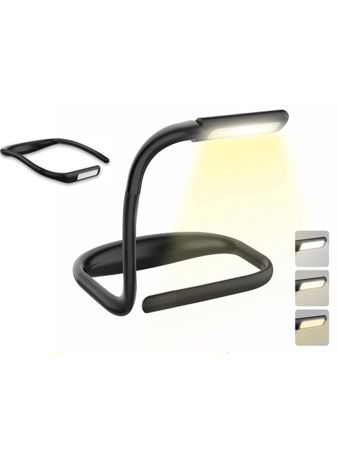LED Hands Free Adjustable Bendable Lamp 3 Color Temperatures Lightweight Reading Lights for Books in Bed Black