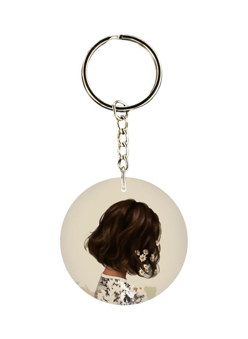 Girl Printed Double Sided Keychain