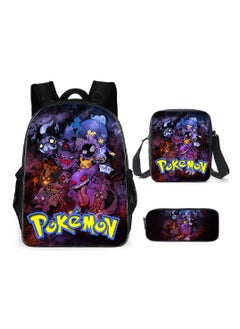 Pokemon Cartoon Backpack Three-piece Student School Bag 