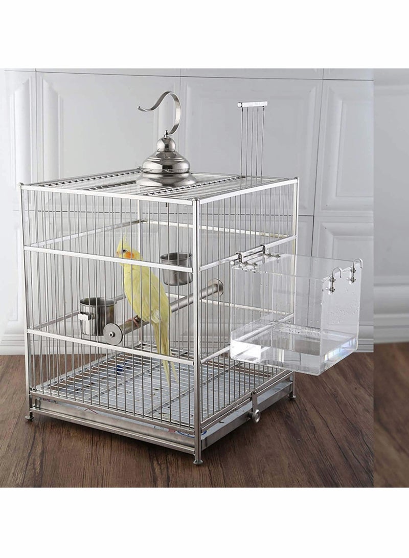 الأزرق جي دبليو Bird Bath Cage,Cleaning Pet Supplies Cockatiel Bathtub with Hanging Hooks for Little Parrots Spacious Parakeets Portable Shower Most Birdcage - Image 4