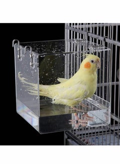 Y&D Bird Bath Cage,Cleaning Pet Supplies Cockatiel Bathtub with Hanging Hooks for Little Parrots Spacious Parakeets Portable Shower Most Birdcage  - Image 1
