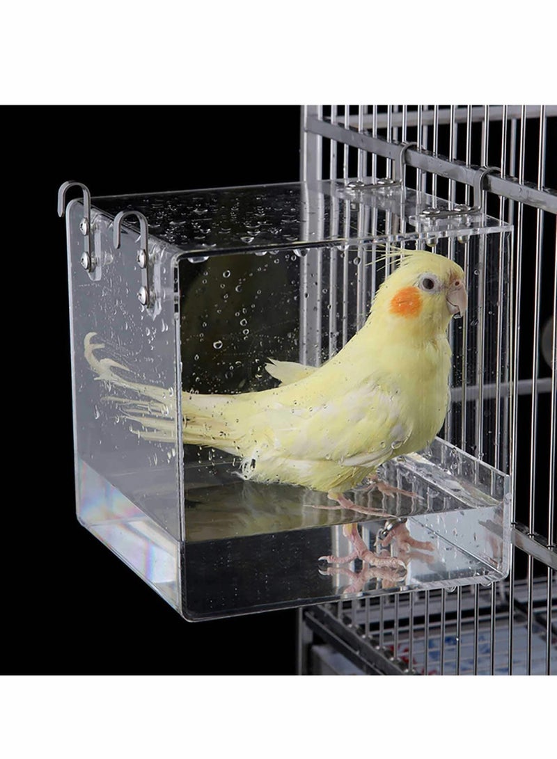 الأزرق جي دبليو Bird Bath Cage,Cleaning Pet Supplies Cockatiel Bathtub with Hanging Hooks for Little Parrots Spacious Parakeets Portable Shower Most Birdcage - Image 1