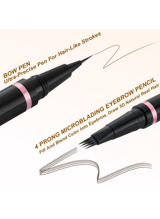 LAVONE Eyebrow Pencil Makeup Kit, With Waterproof 2-In-1 Microblading Eyebrow Pen, Eyebrow Pomade, Eyeliner And Dual-Ended Eyebrow Brush, Brow Pencil Kit For Natural Eyebrows - Dark Brown - Image 3