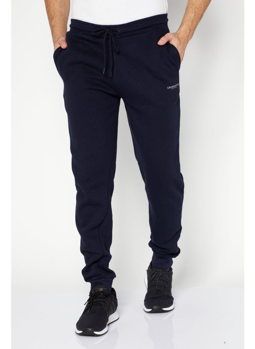 CROSSHATCH Men 2Pcs Sportswear Fit Brand Logo Training Jogger Pants, Navy  - Image 1