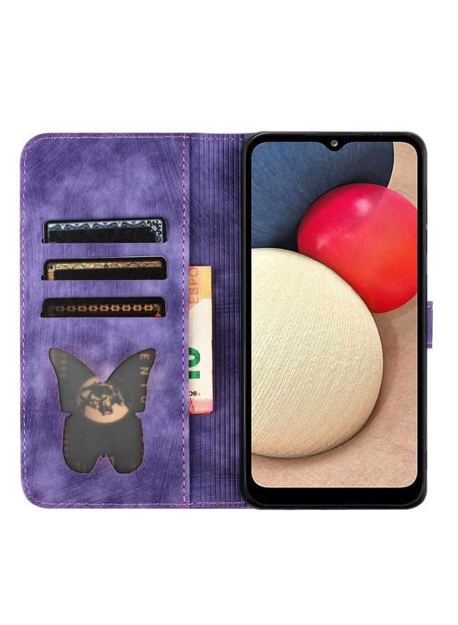اس-توب جراب لهاتف Samsung Galaxy A02s EU من الجلد القابل للطي بنقشة قطة الفراشة - Image 4