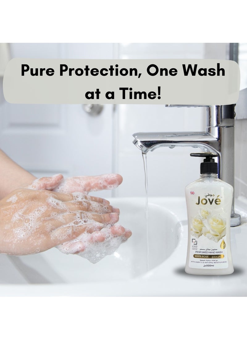 Jove Hand Wash White Rose 500ml SW3 (Pack of 3) | Moisturizing, Gentle Formula, Fresh Floral Scent, Keeps Hands Soft and Clean - Image 4