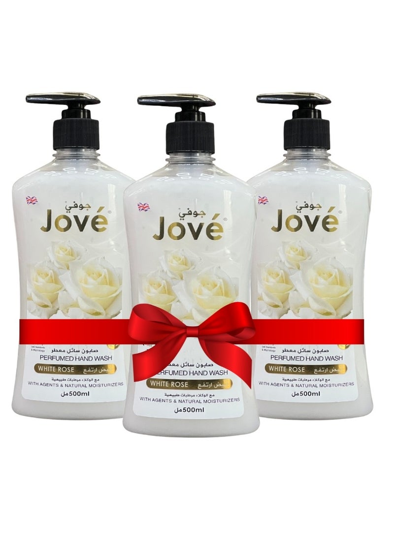 Jove Hand Wash White Rose 500ml SW3 (Pack of 3) | Moisturizing, Gentle Formula, Fresh Floral Scent, Keeps Hands Soft and Clean - Image 1