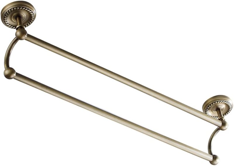 Wall Mounted Double Towel Rack 55cm Brass Antique Finish Dual Rod Bathroom Towel Holder - Image 1