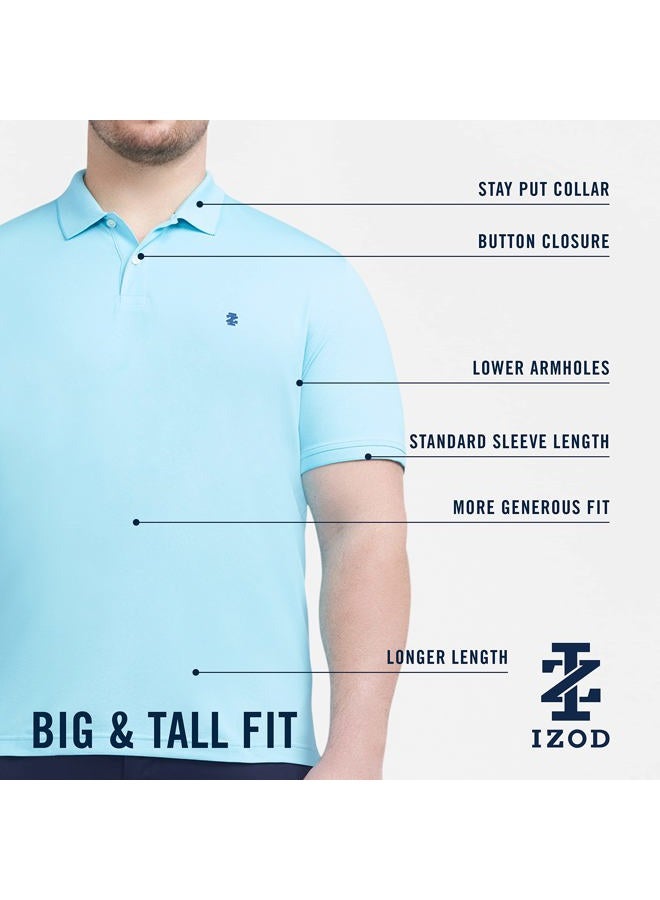 IZOD Men's Big and Tall Advantage Performance Solid Polo, Peacoat, 4X-Large Tall - Image 3