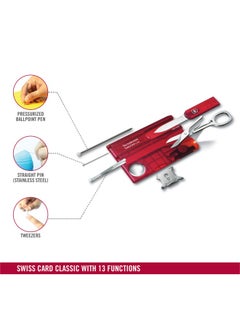 Victorinox Victorinox Swiss Card Lite  Made Pocket Tool  13 Functions  Led  Magnifier  Red Transparent  - Image 3