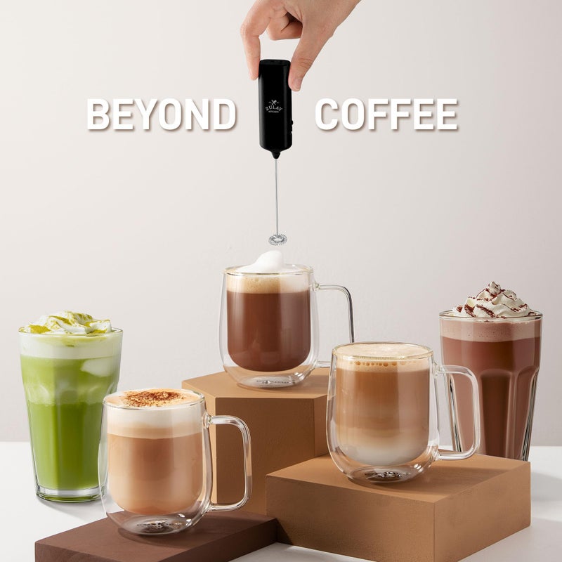 Zulay Kitchen Mini & Mighty Milk Frother Wand â€“ Powerful Handheld Coffee Frother, Battery Operated Drink Mixer â€“ Compact Pocket Size â€“ Detachable Whisk for Latte, Cappuccino, Matcha, Hot Chocolate â€“ Black - Image 3