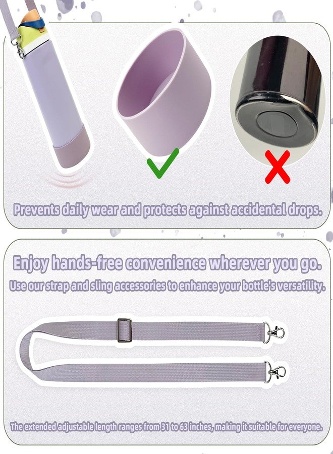 SITKOL Silicone Boot Set for Owala Water Bottle 32 oz - Non-Slip Sleeve, Shoulder Strap, Fits Owala FreeSip & Tumbler, Outdoor Activities, Commuting, Exercising, Purple - Image 3