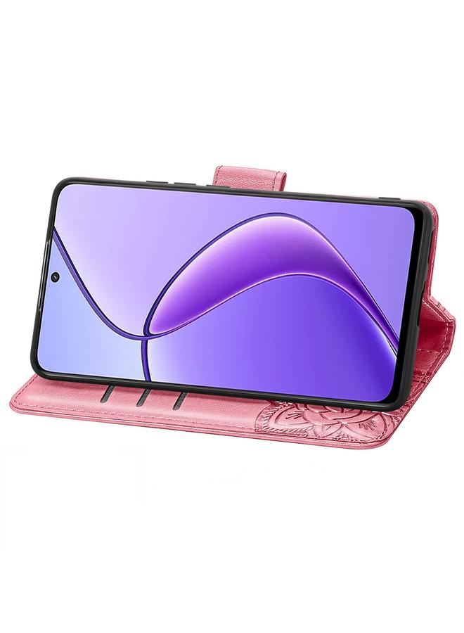 اس-توب جراب لهاتف Realme 12 جراب هاتف جلدي منقوش عليه زهرة حب الفراشة - Image 4