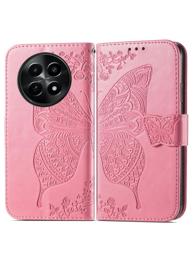 اس-توب جراب لهاتف Realme 12 جراب هاتف جلدي منقوش عليه زهرة حب الفراشة - Image 2