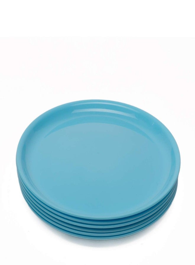 Gluman 6 Pieces Round Quarter Plate | Shiny & Glossy Finish |100% Food Grade & BPA Free | Dishwasher Safe | Freezer Safe | Microwave Safe | Recyclable (Sky Blue) - Image 1