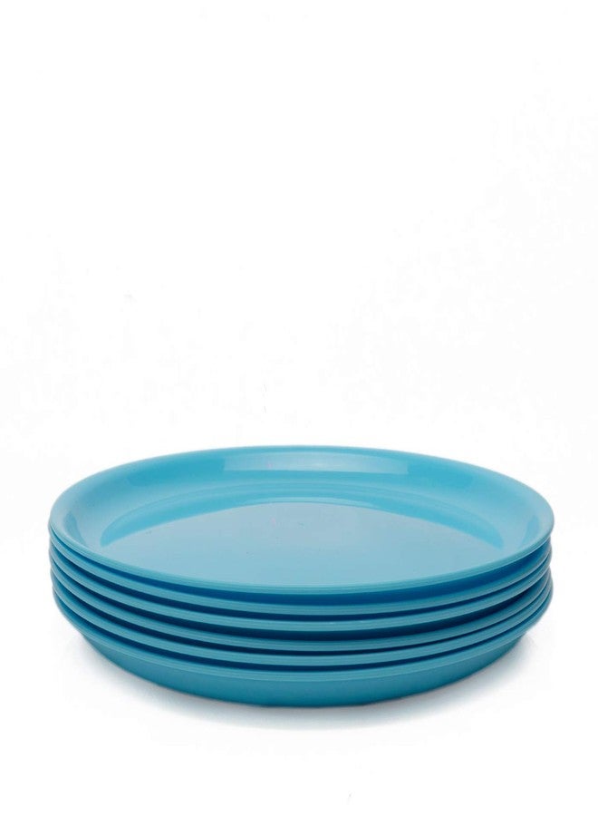 Gluman 6 Pieces Round Quarter Plate | Shiny & Glossy Finish |100% Food Grade & BPA Free | Dishwasher Safe | Freezer Safe | Microwave Safe | Recyclable (Sky Blue) - Image 2