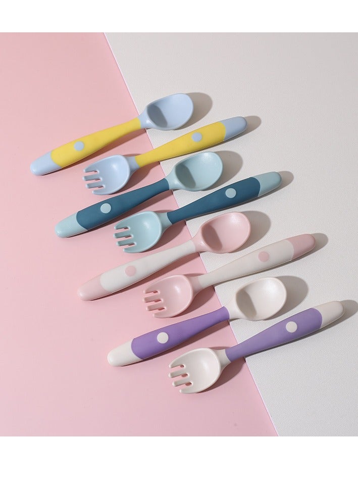Baby learning to eat training spoon bend learning fork spoon baby complementary food spoon practice fork spoon (color randomly distributed) - Image 3