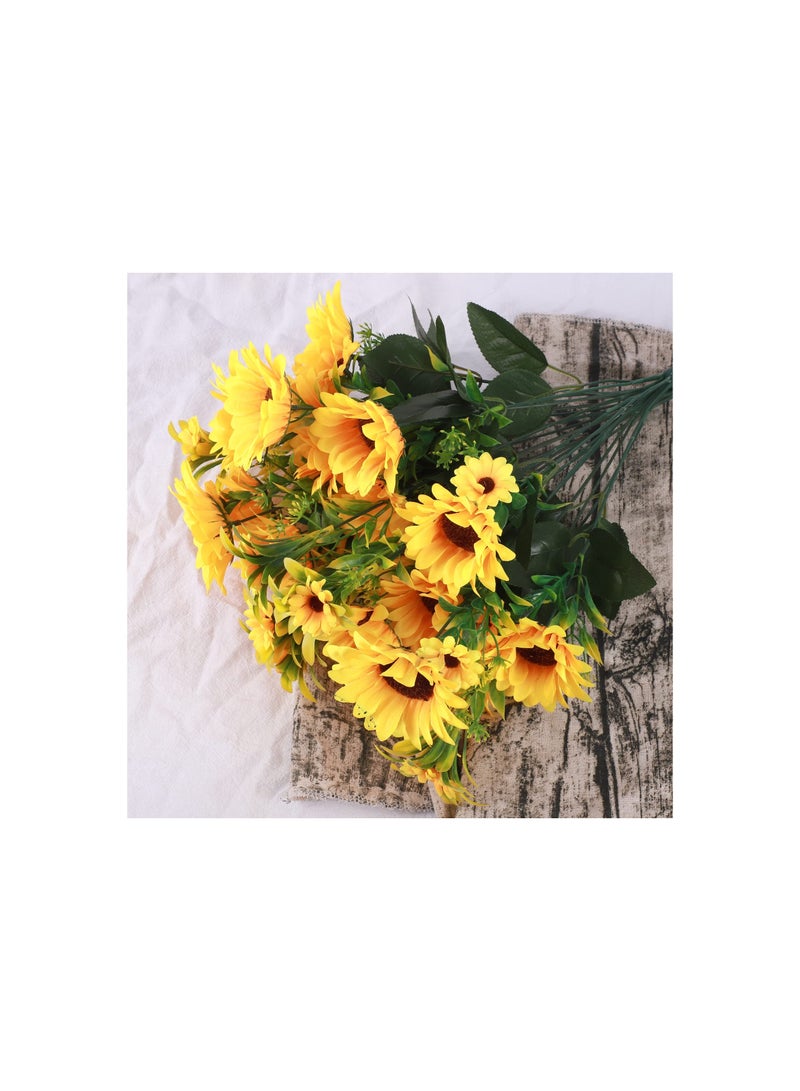 SOLARAE Artificial Sunflower Bouquets - 50CM Long Fake Flowers for Baby Showers, Weddings, and Fall Decor - Perfect for Brides and DIY Garden Craft Art (2 Bundles, Golden Yellow) - Image 2