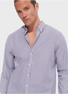 JUNE Striped Button Down Regular Fit Shirt Shirt  - Image 3