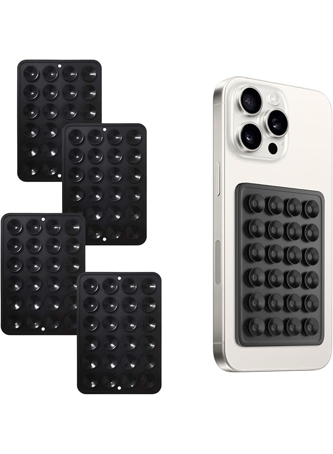 S-TOP 4 Pcs Thickened Suction Cup Phone Mount with 24 Suction Holes | Silicone Sticky Phone Holder for Mirror | Hands-Free Grip for Selfies & Videos - Image 1