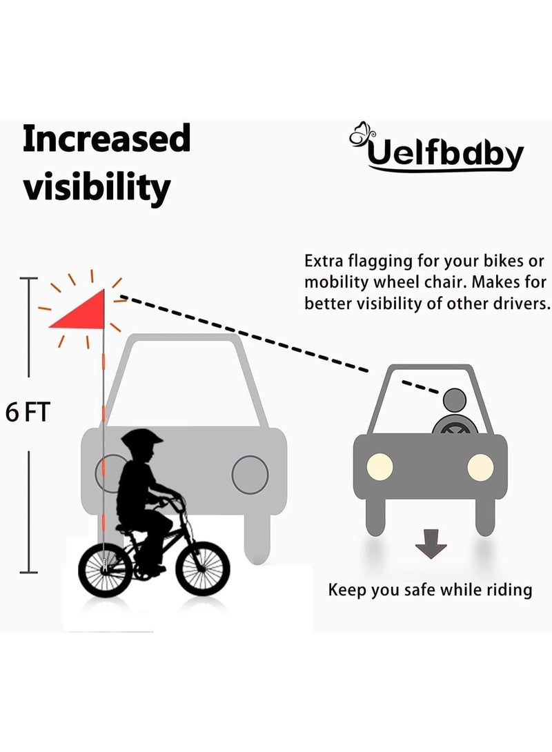 2PCS Bike Safety Flag Heavy Duty Fiberglass Pole, Polyester Full Color Tear-Resistant Waterproof Orange Double-Sided Reflective - Image 5